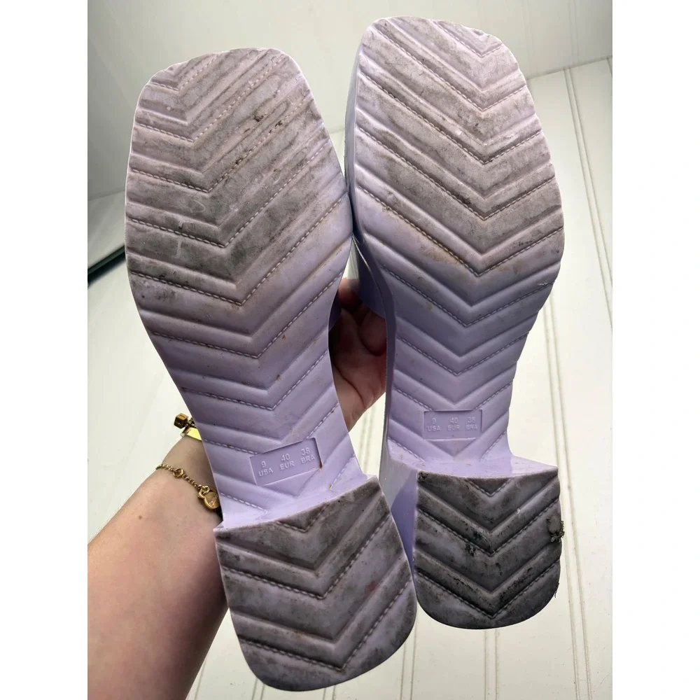 Cape Robbin Purple Jelly Chunky Block Heel Sandals Women's Size 9